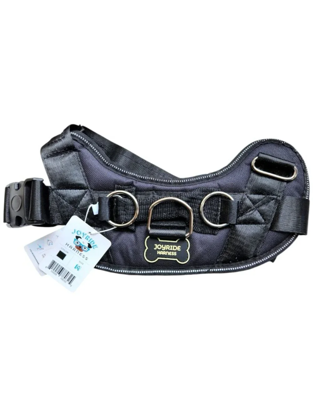 Joyride Dog Harness No Pull Tactical Reflective Black Size M Adjustable